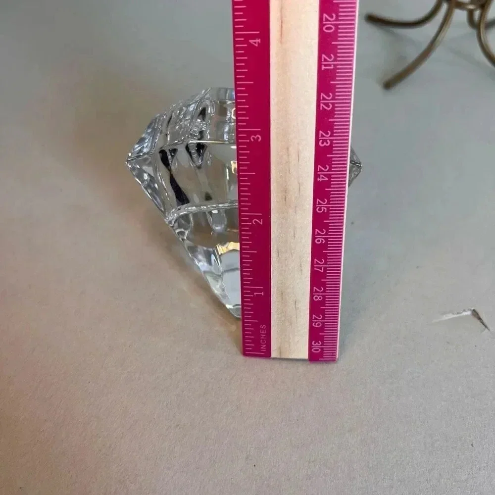 Vintage PartyLite Clear Heavy Glass Tealight Candle Holder Diamond on Gold Stand